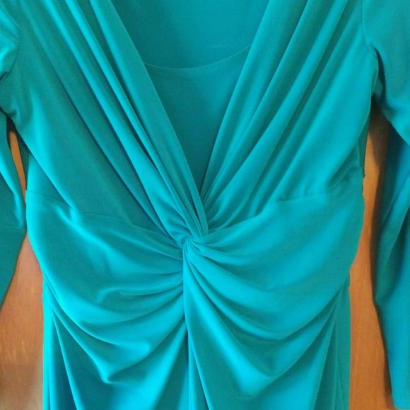 SALE! CHAPS Ralph Lauren Midi Dress, Emerald Green, 3/4 sleeves, M - Picture 4 of 7